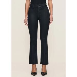DL1961 Bridget Boot High Rise Instasculpt Crop Black Coated Raw Jeans Women's 31